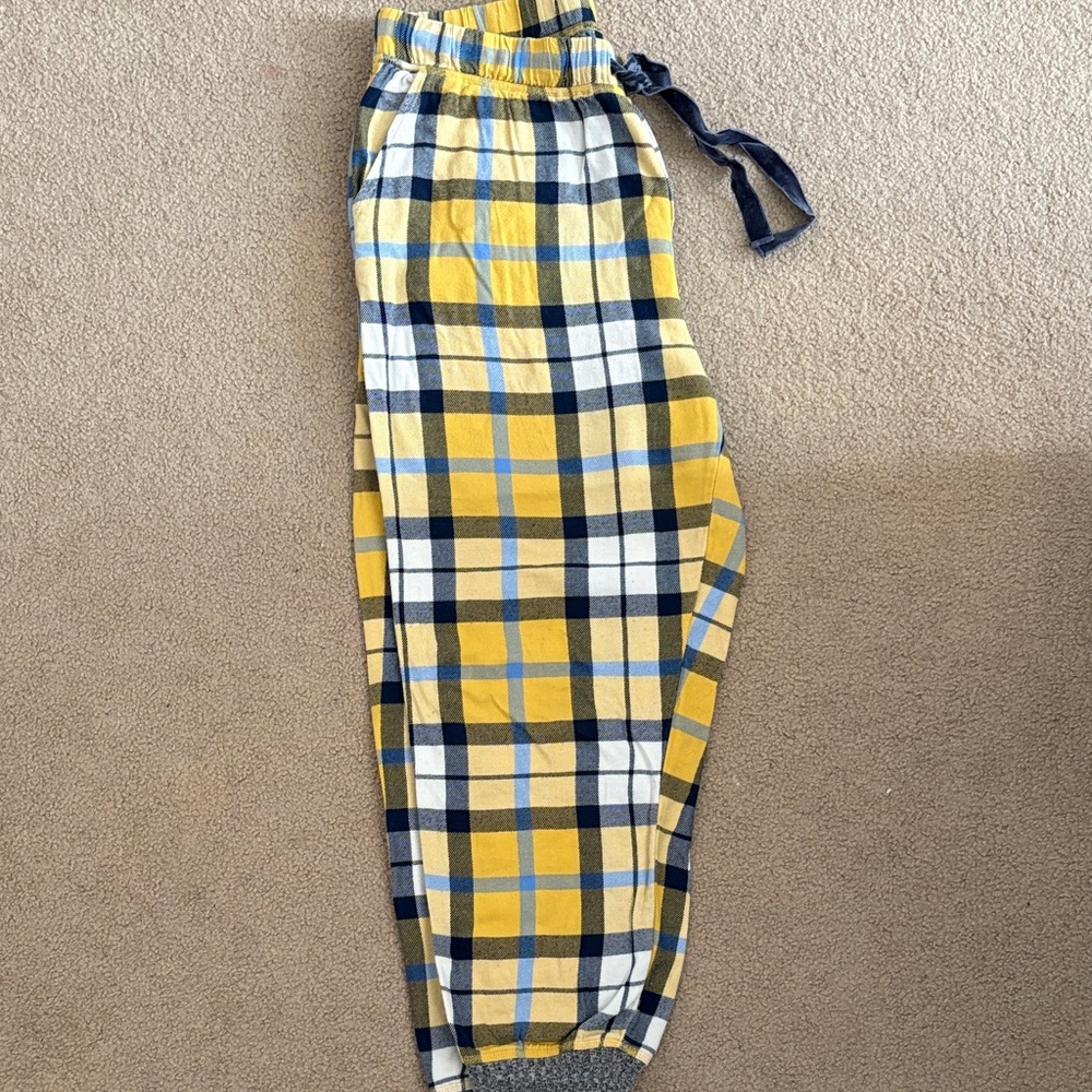 Aerie Yellow and Blue Plaid Pajama Pants
